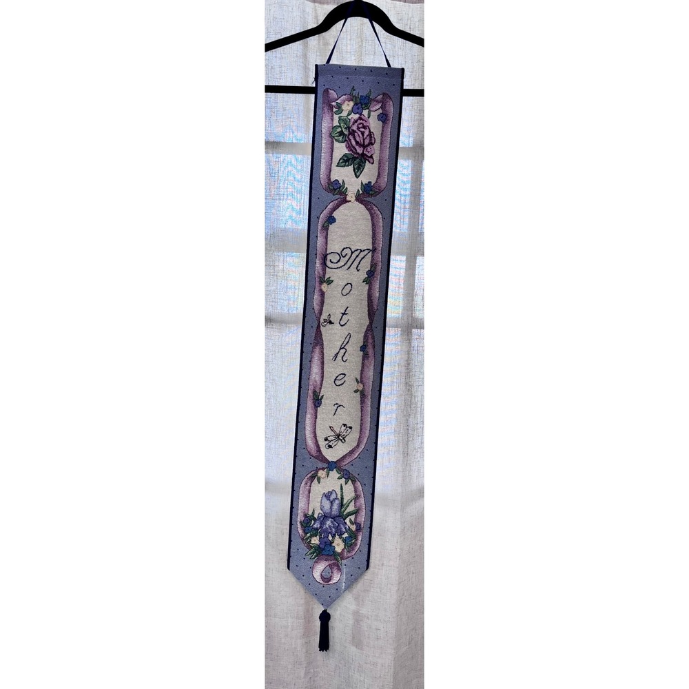 Manual Woodworkers Weavers Mother Bell Pull Floral Tapestry Wall Hanging 6.75x41